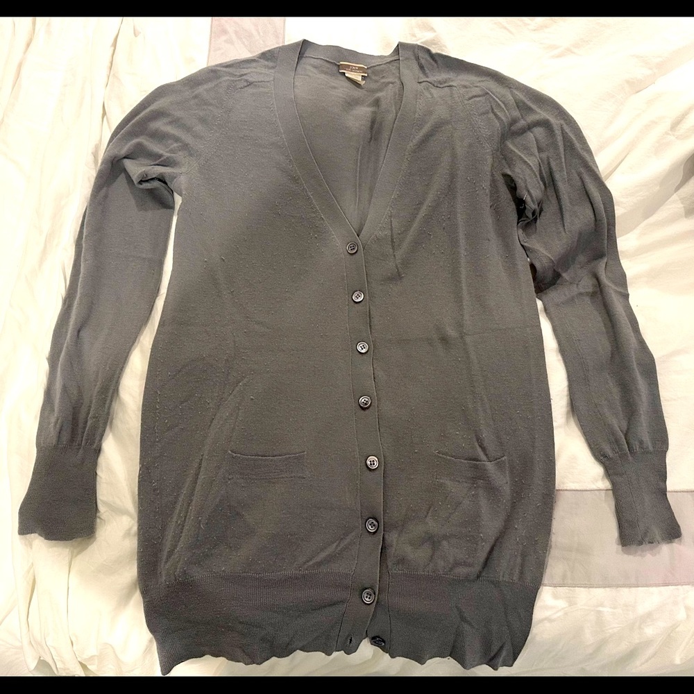 J. Crew size Large cashmere cardigan sweater in grey.